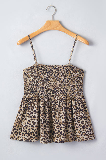 Leopard Print Ruffle Tank Top