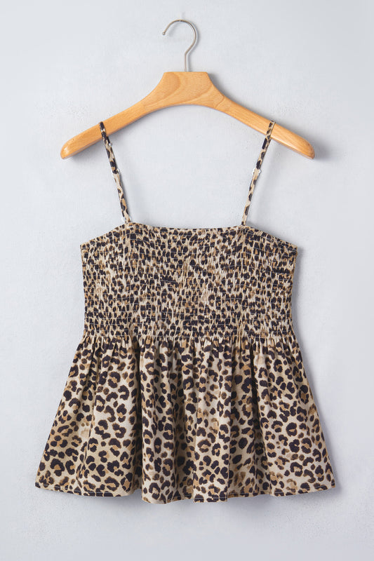 Leopard Print Ruffle Tank Top