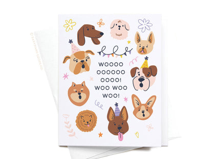 Woo Birthday Dogs Greeting Card