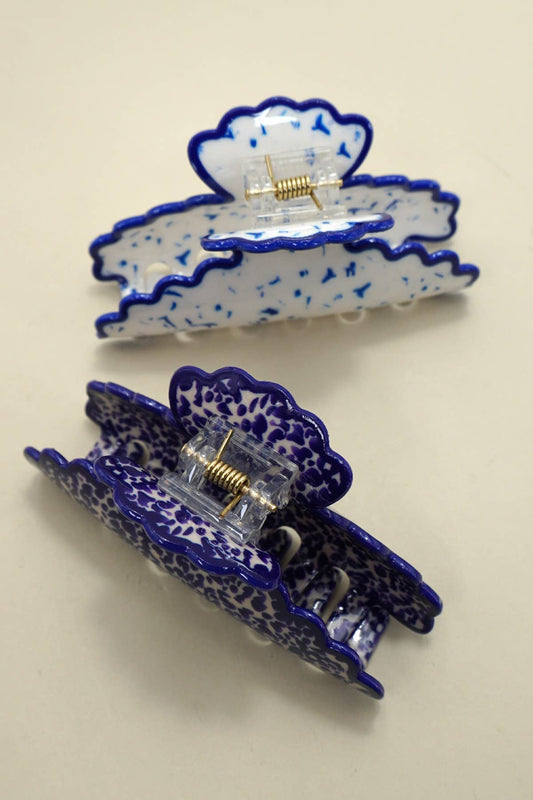 Vintage Porcelain Style Half Moon Claw Clips