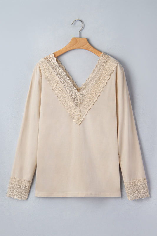 Apricot Lace Trim Top