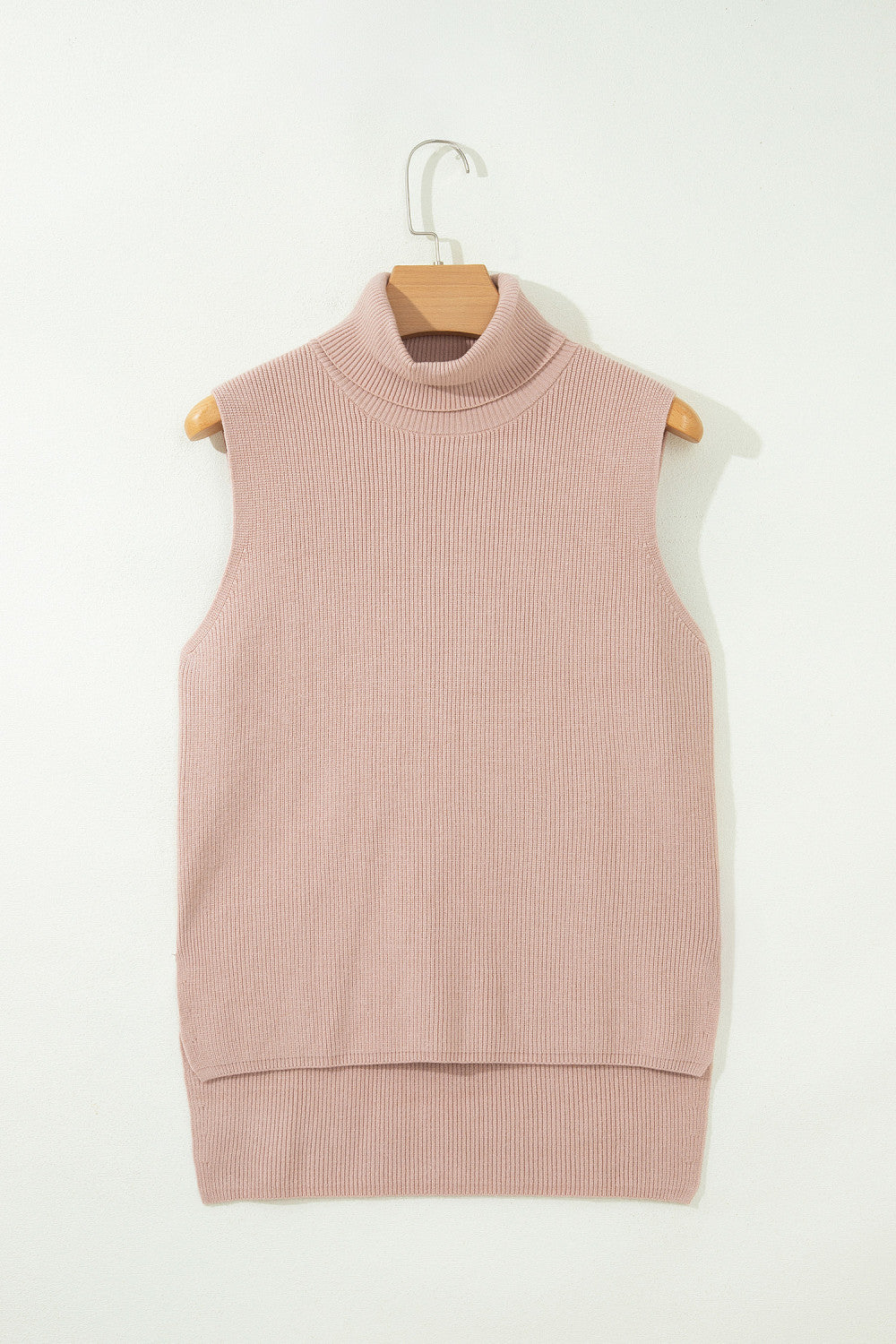 Beige Sleeveless Turtleneck