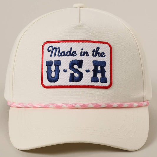 Made in the USA Embroidery Patch Trucker Hat: Pink