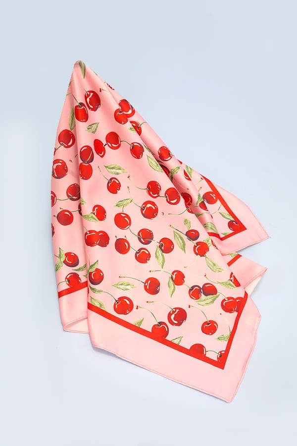 Cherry Print Silky Feel Scarf