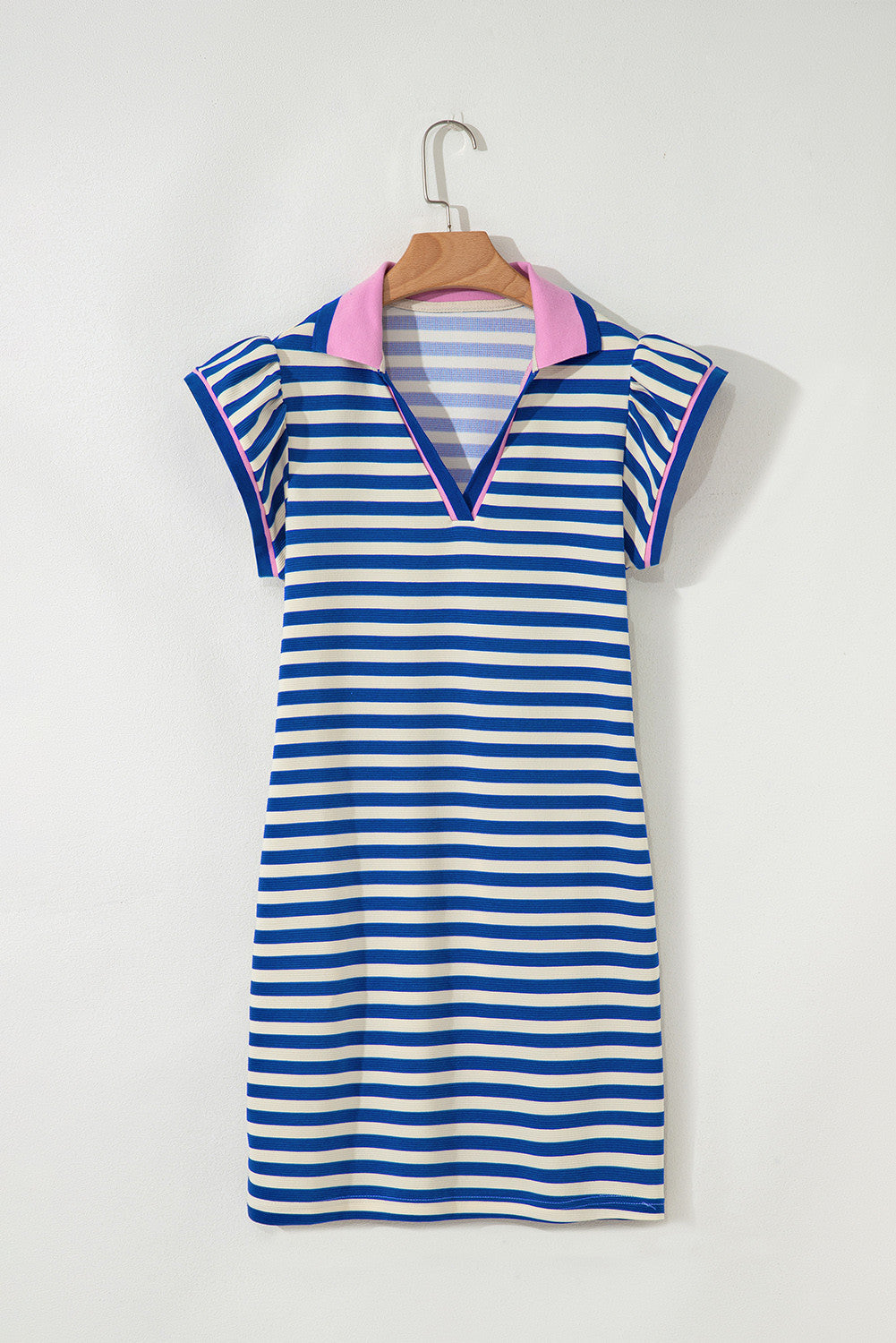 Blue Striped Puff Sleeve Dress