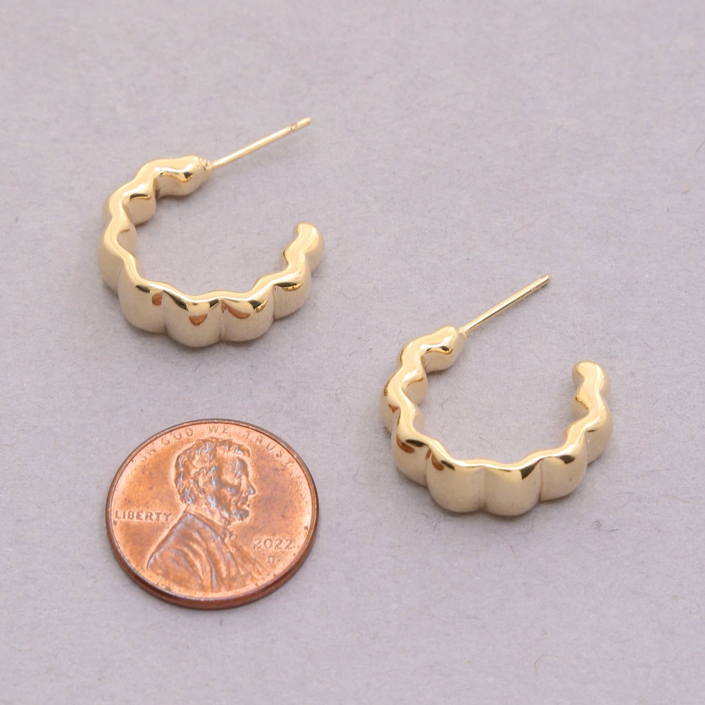 Gold Dipped Wavy Open Hoop Earrings