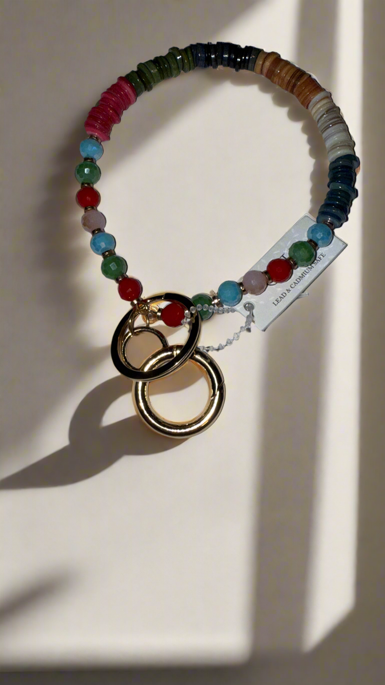 Multicolored keychain bracelet