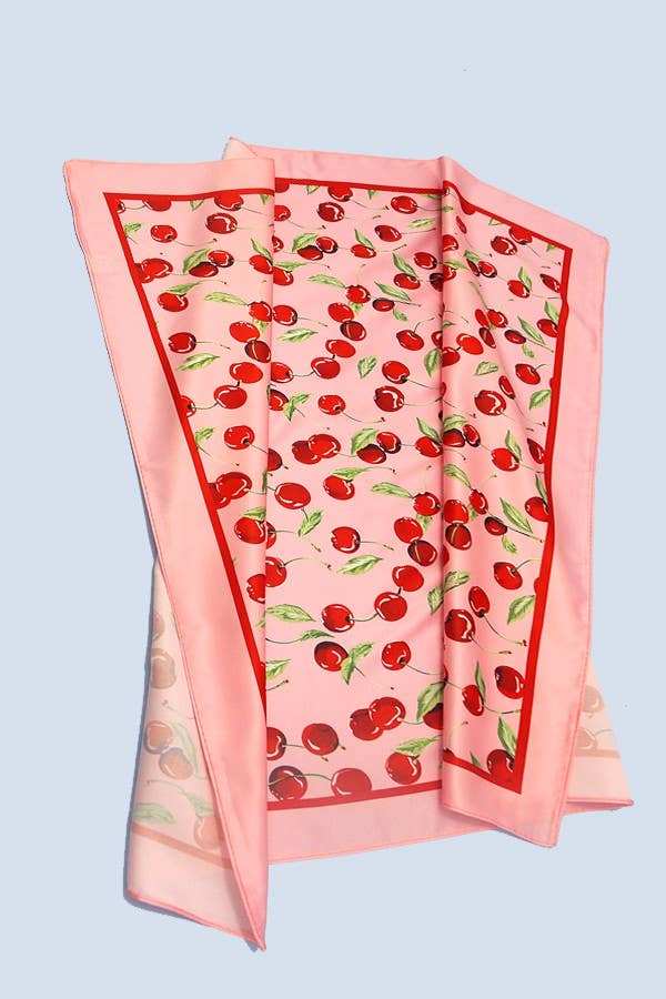 Cherry Print Silky Feel Scarf