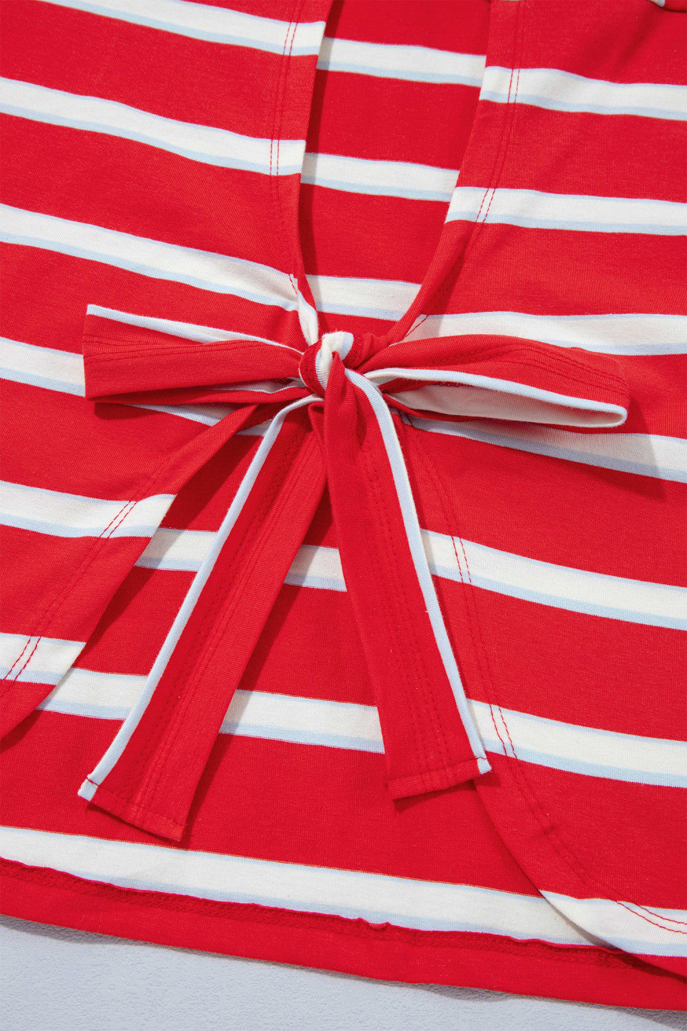 Red Stripped Cutout Back Tee