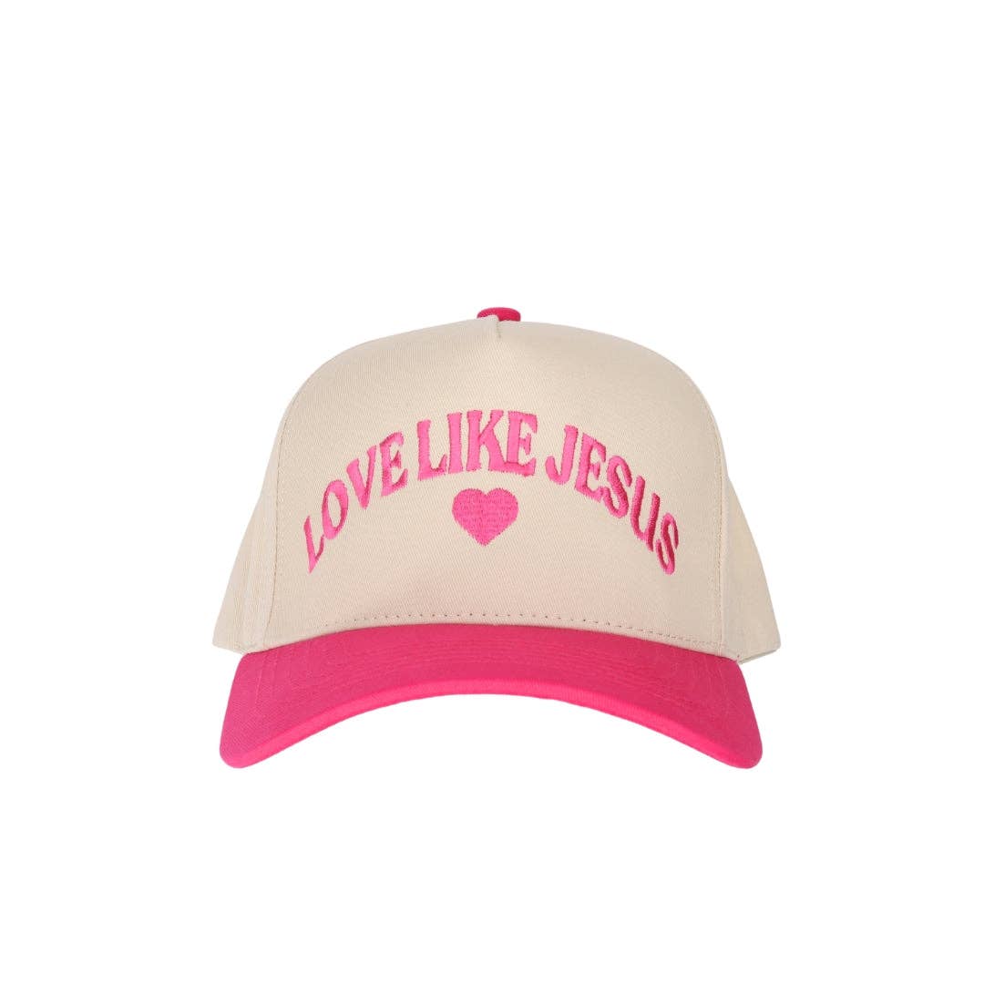 Love like Jesus Embroidered Trucker Hat: Hot Pink