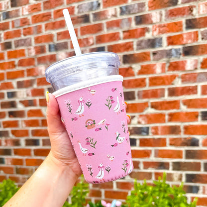 Small Cottage Geese ice Coffee Sleeve