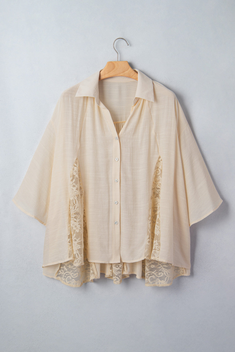 Oatmeal Lace Button Up