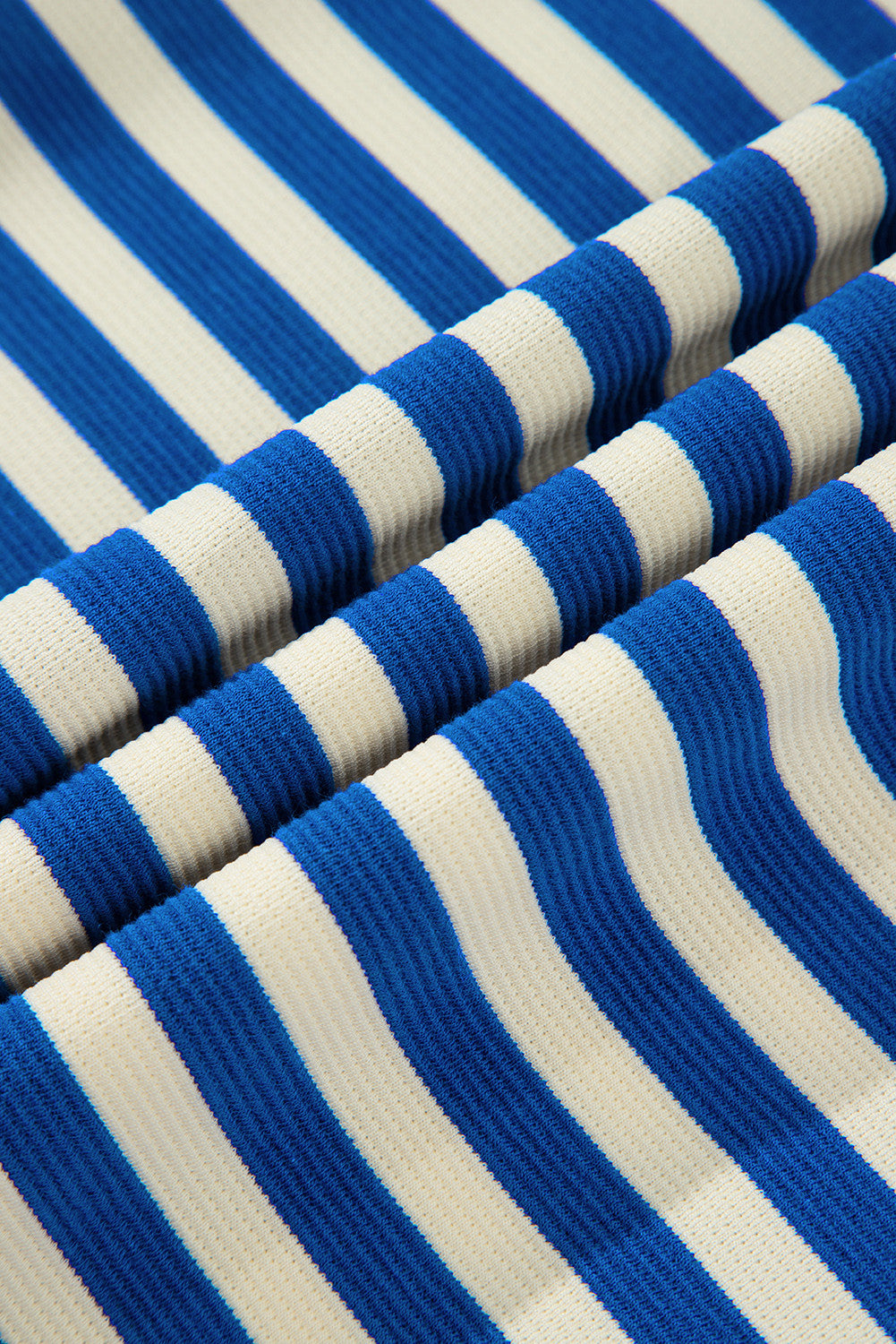 Blue Striped Puff Sleeve Dress