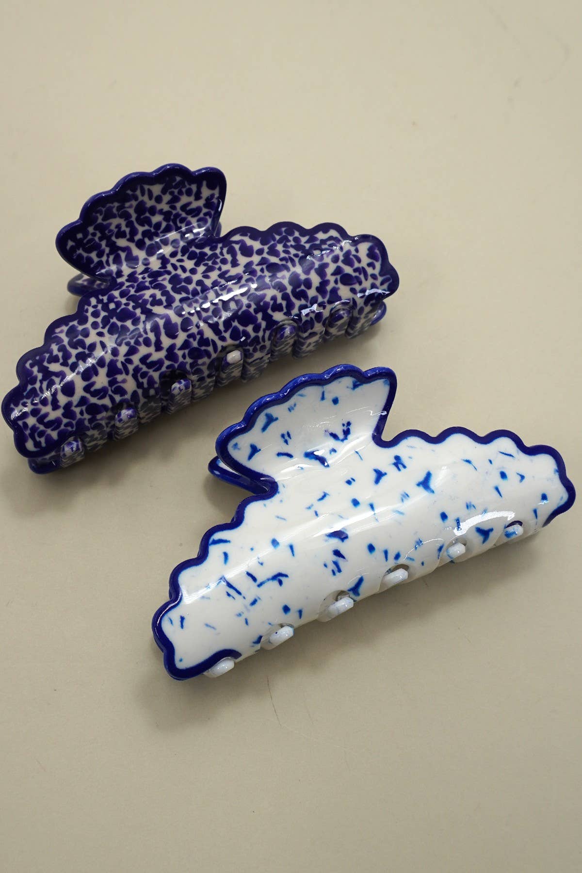 Vintage Porcelain Style Half Moon Claw Clips