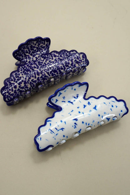 Vintage Porcelain Style Half Moon Claw Clips