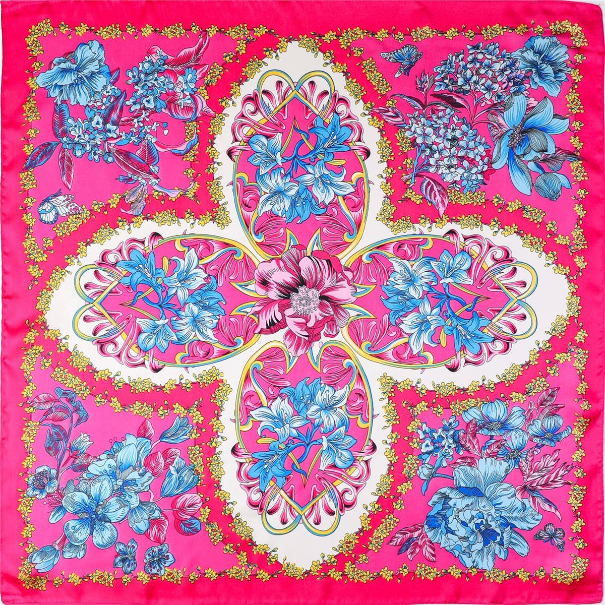 Vibrant Pink Floral  Scarf