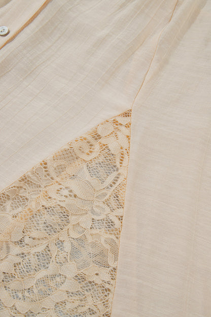 Oatmeal Lace Button Up