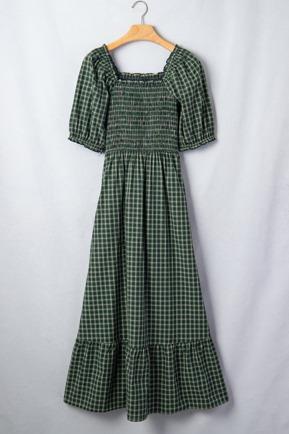 Green Plaid Maxi Dress