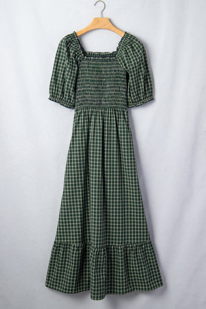 Green Plaid Maxi Dress