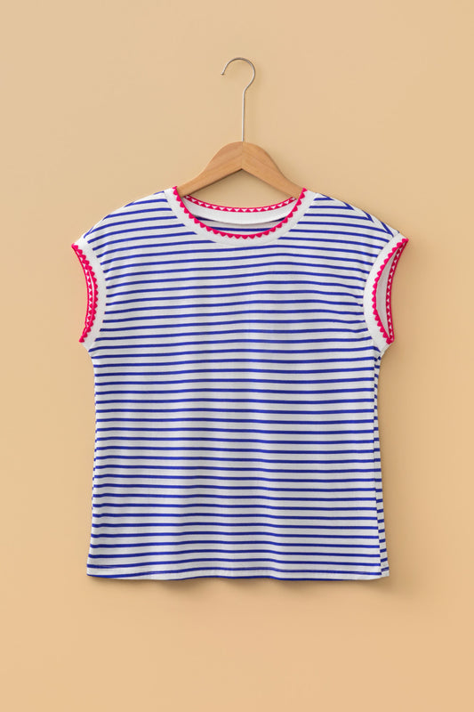 Red Trim Stripped T-Shirt
