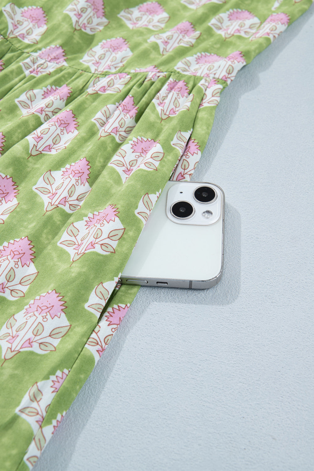 Green Floral Print Knot Straps Maxi