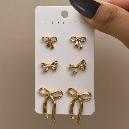 Bow Trio Earrings Set