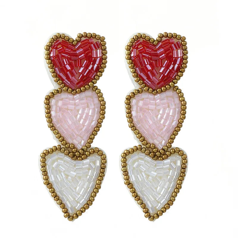 Beaded Heart Earrings