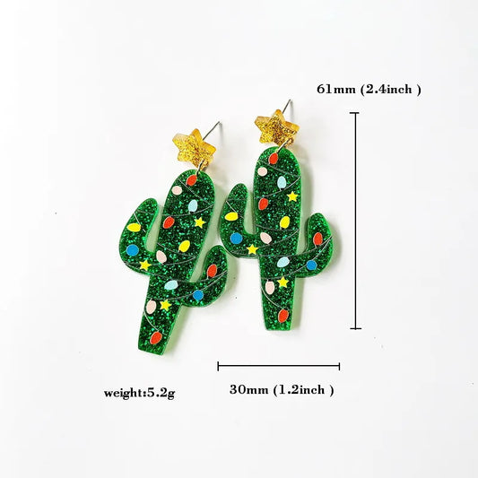 Cactus Christmas Earrings