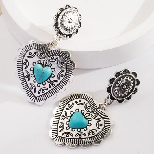 western heart earrings