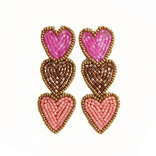 Beaded Heart Earrings