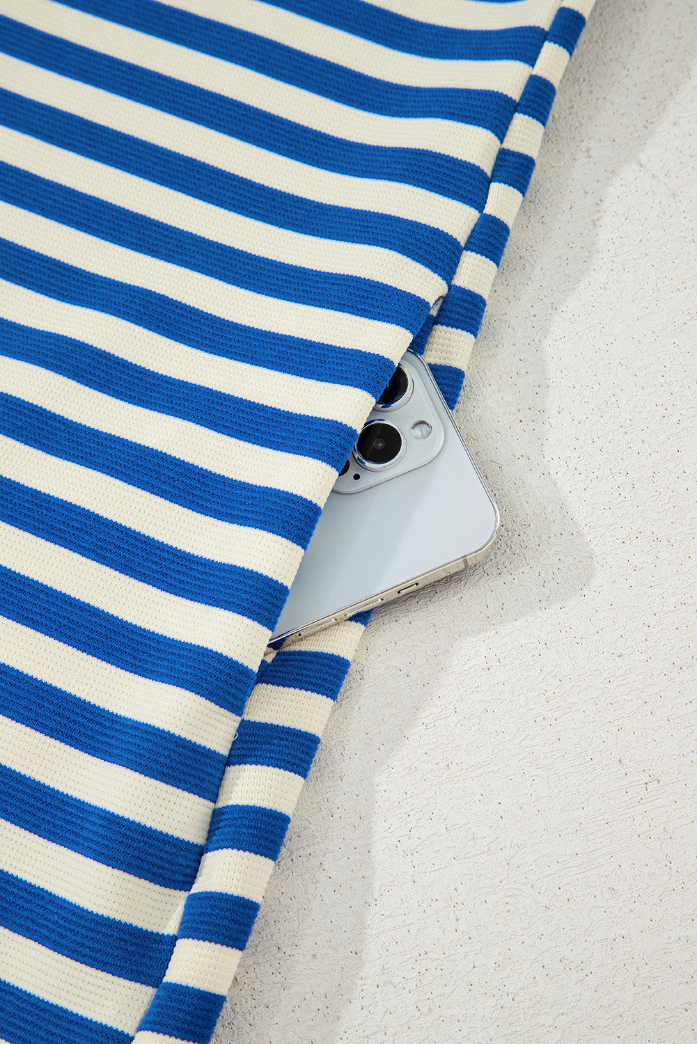 Blue Striped Puff Sleeve Dress