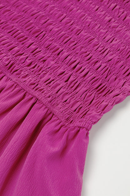 Ruffled Straps Smocked Ruched Maxi Dress