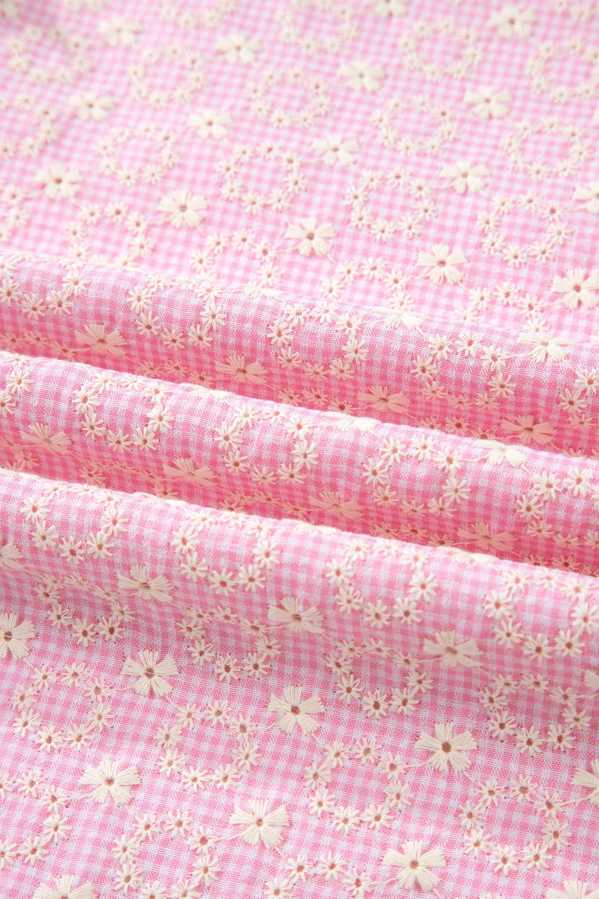 Pink  Lace Trim Flutter Sleeve Blouse