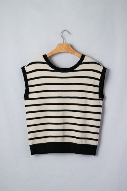 Stripe Bow Short Sleeve Sweater