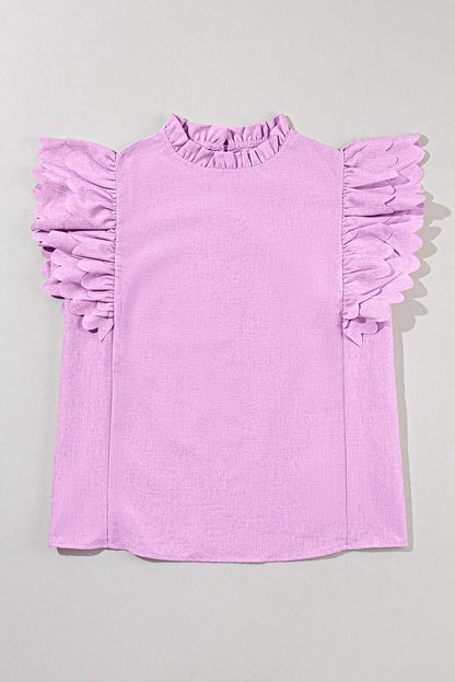 Pink Scalloped Flutter Top