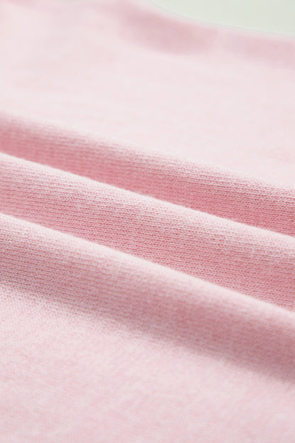Pink Lace Trim V Neck