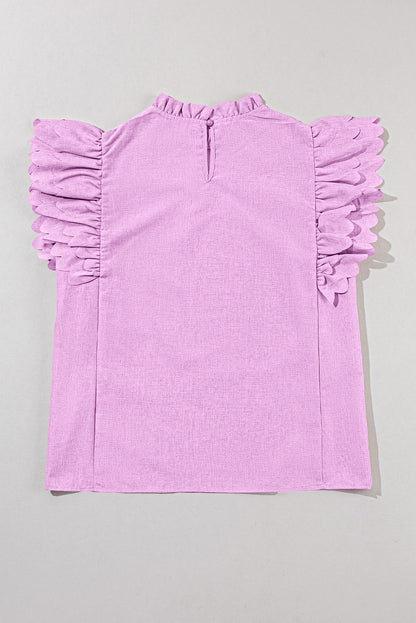 Pink Scalloped Flutter Top