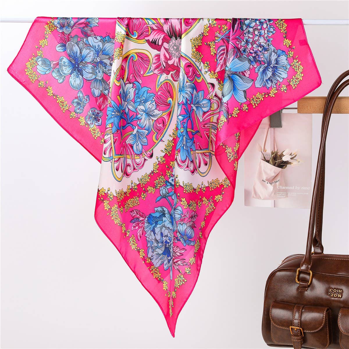 Vibrant Pink Floral  Scarf