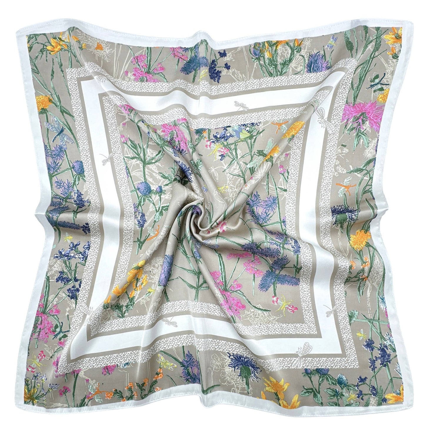 Flower Border Print Square Scarf