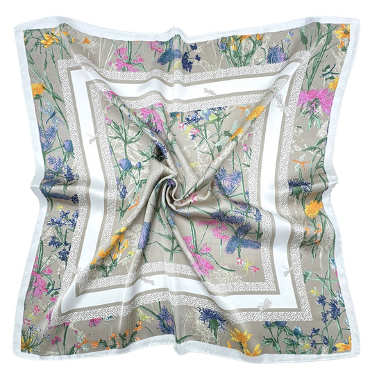 Flower Border Print Square Scarf