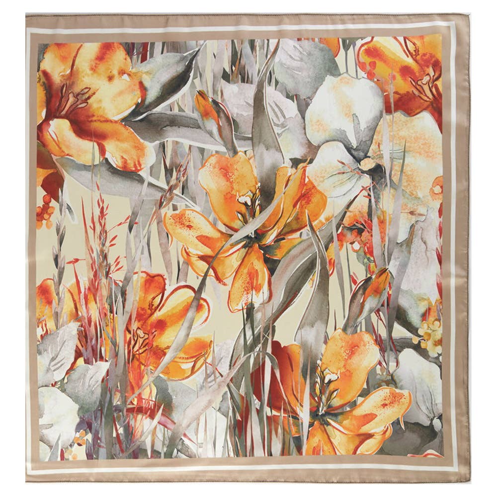 Watercolor Tulip Meadow Print Scarf