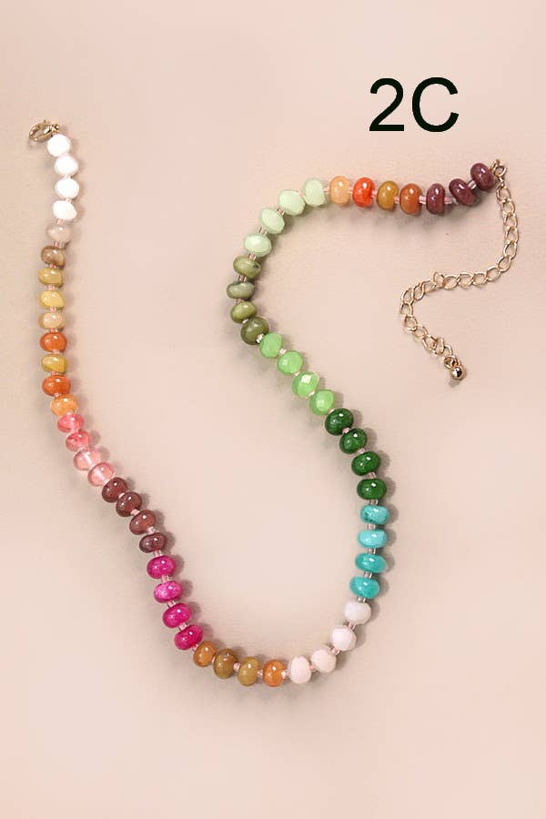 Natural Agate Glass Bead Necklace