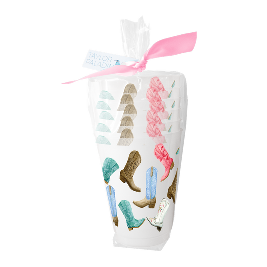 Colorful Cowboy Boots Frosted Cups