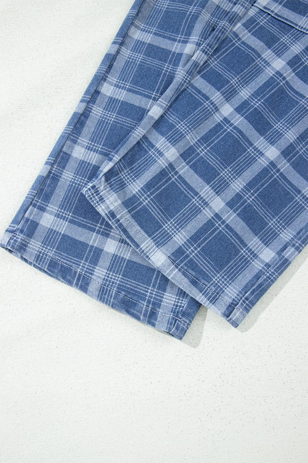 Plaid Denim Grommet Drawstring Jeans