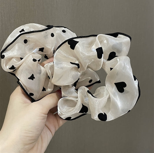 Black and white scrunchies