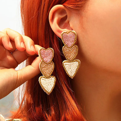 Beaded Heart Earrings