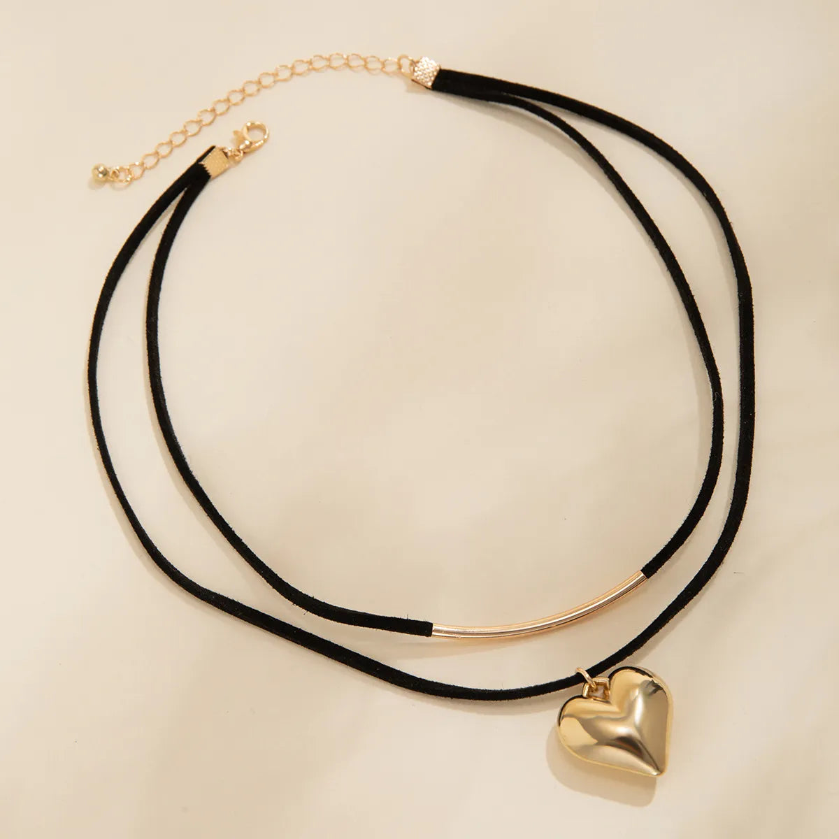 Simple Black Chenille Heart Necklace