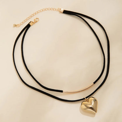 Simple Black Chenille Heart Necklace