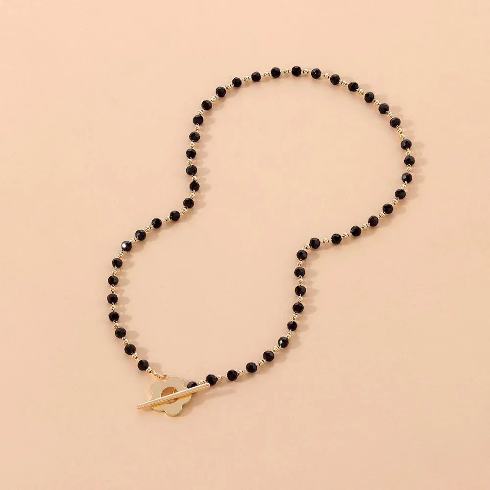 Black Crystal Beads Necklace