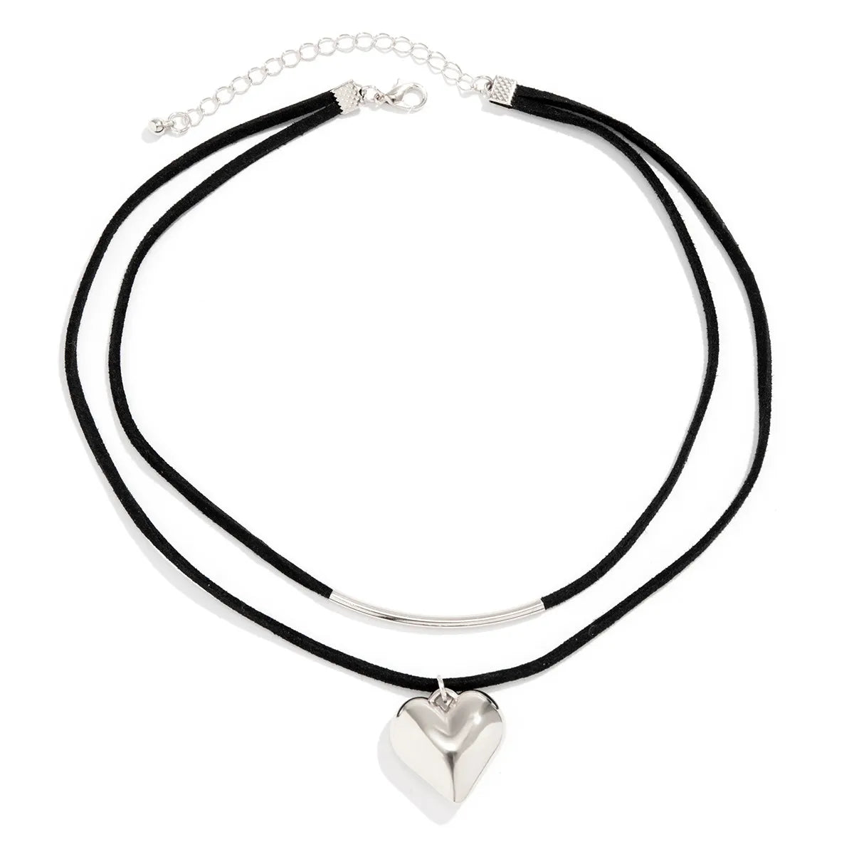 Simple Black Chenille Heart Necklace